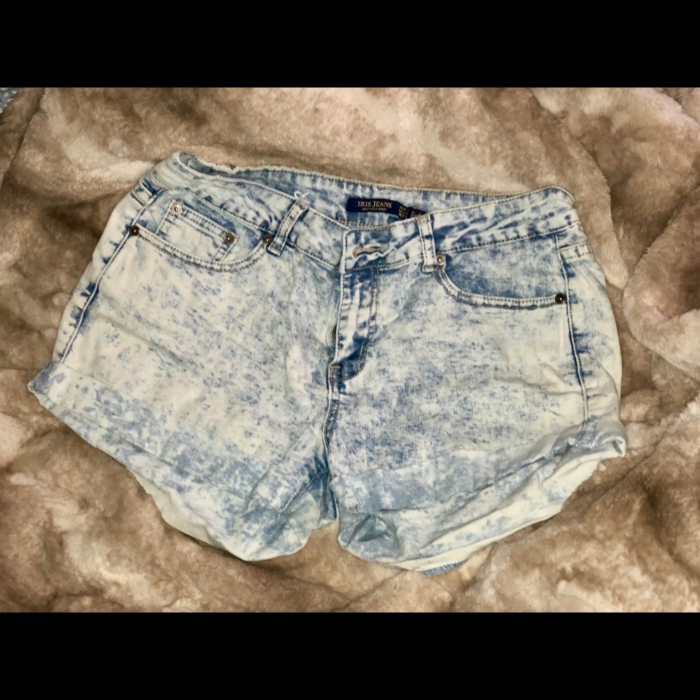 Acid wash jean shorts